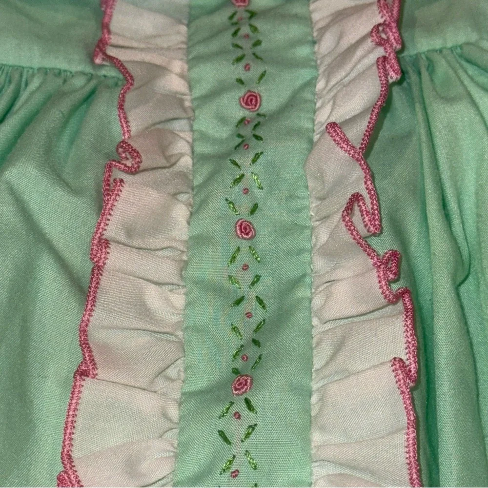 The Proper Peony Mint Green Floral Embroidered Dress and Bloomers Set 18M